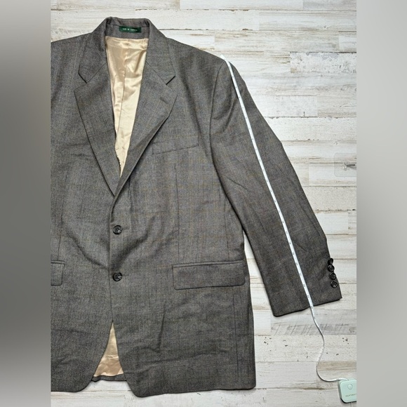 Lauren Ralph Lauren Blazer Jacket Men's 44R Gray Glen Check Wool Cashmere Blend - Picture 2 of 12